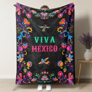 Mexican-American style Gothic Print Flannel Blanket, Day of the Dead Chicano style Soft Throw Blanket, Lightweight  Machine Washable Blanket,Warm Napping Blanket for Home Office School Travel