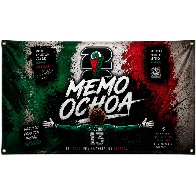 Mexico Goalkeeper Inspired Soccer Fan Flag 3x5 FT Wall Banner Football Room Decor Sports Gift for Fans