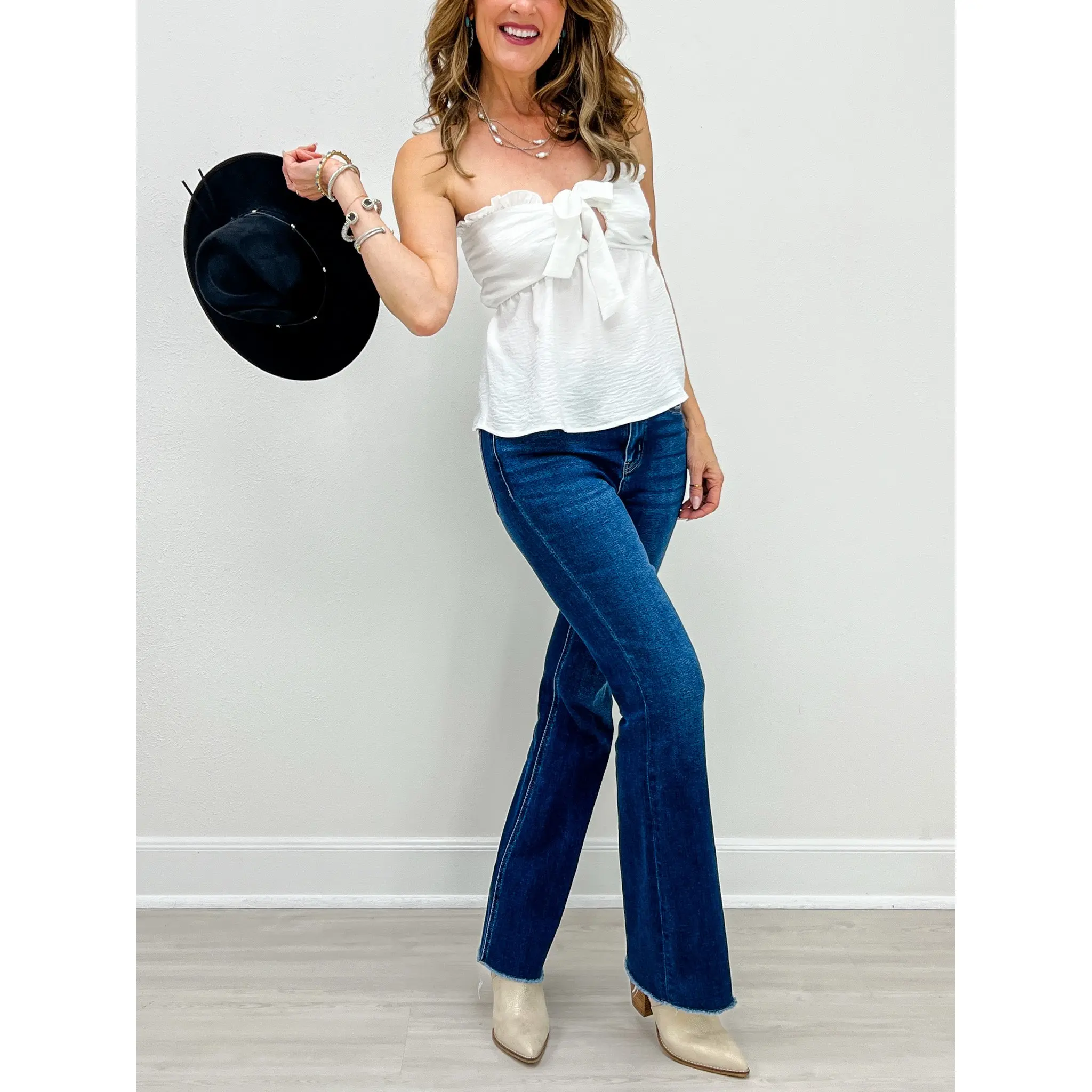 Ruffle Tie-Front Airflow Tube Top