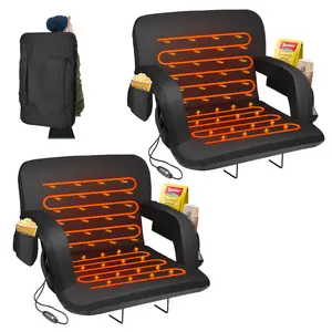 Heated Stadium Seats for Bleachers with Back Support and Wide Cushion, Extra Portable Bleacher Seat Foldable Stadium Chair set of 2