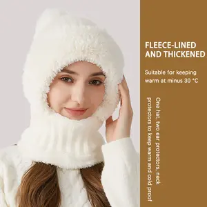 Winter Warm All-In-One Hat Scarf Ear Cover Balaclava Soft Comfort Outdoor Windproof Neck Warmer for Men Women Fleece-Lined Thickened Face Mask