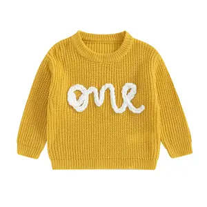 Baby Girl Boy Cute 1st Birthday Sweater Long Sleeve Infant First Birthday Sweaters One Year Old Winter Clothes