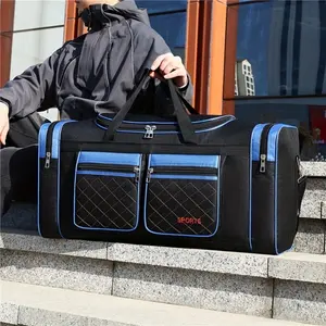 [Durable Duffel Bag] Durable Nonslip Large Capacity Duffel Bag | Multiple Pockets, Oxford Fabric, Ideal for Travel, Fitness, and Sports - Black with Red and Orange Accents, Sports Travel Gear