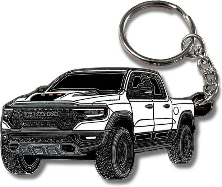 RAM 1500 Keychain – White Pickup Truck Key Ring, Off-Road Truck Accessory, Gift for RAM Owners & Truck Lovers