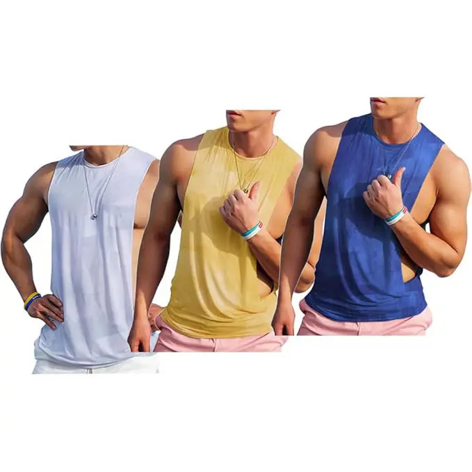 Men's Single Cutout Athletic Sleeveless Muscle Stringer Tank Top - Lightweight Running Vest, Athletic Fit, Loose Fitting Tops, Muscle Show, Gym Training Bodybuilding Micro Vest, Menswear Fitness Activewear, Back to School Shopping Apparel