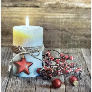 Christmas Napkins Candle Decorative Xmas Paper Decoupage Napkin #2105