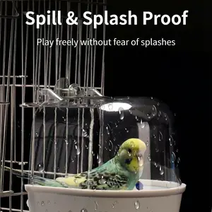 Pet Bird Summer Bath Box, Transparent Large Shower Bowl for Mynas, Phoenix, Pheasant, Tiger Parrot, Pet Supplies, Toy Bathing Tool, Parakeet Bird Bath Box