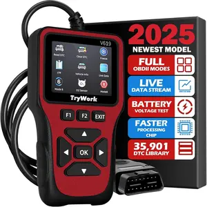 OBD2 Scanner Diagnostic Tool, Check Engine Code Reader with 35901 DTC Lookup, Mode 6 & 8, I/M Readiness for  OBDII  Since 1996 (Red)