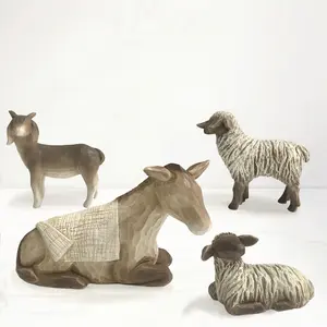 Sheep Resin Ornament Set, 4 Counts/set Desktop Decorations, Festival Gifts, Home Decor for Living Room Bedroom Office Study Room