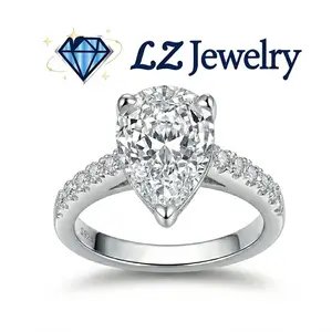 #66 (Pear Cut 4CT) 925 Sterling Silver Synethic Moissanite Ring