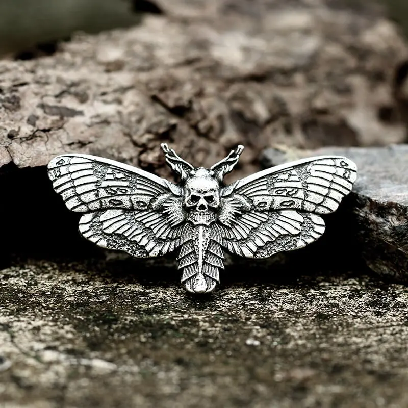 GTHIC Death Head Moth Zinc Alloy Skull Brooch Gothic Jewelry Accessories for Men Women Daily Wear