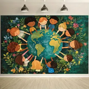 Unity World Tapestry Diversity Backdrop Global Theme Wall Hanging Photography Background Cultural Decor for Living Room Bedroom Indoor Outdoor Event Decoration