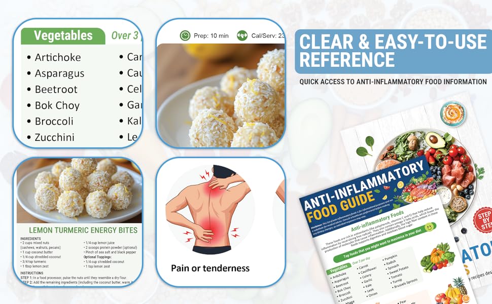 Set of 2 Anti Inflammatory Diet Foods List & Action Plan Brochure, Foods to Eat & Avoid Chart, Nutrition Grocery Guide, Easy Recipes for Beginners, Healthy Eating Meal Plan