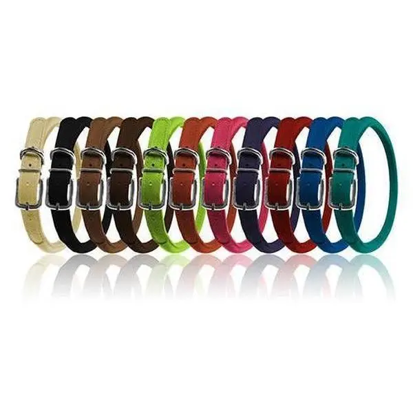 Dogline Genuine Cowhide Soft Leather Round Collar - Handmade with European Technology Dyeing, 12 Rich Colors, Multi-Size, Hair Protection, Rivetless Stitching, Simple Look