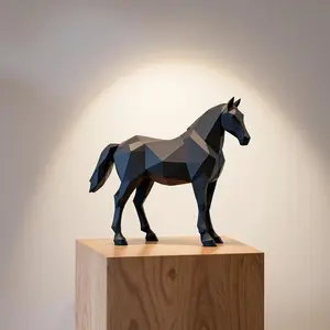 Low Poly Stallion Horse Sculpture Minimalist Home Decor