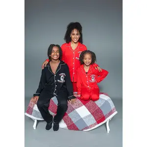 Cozy Claus-Women/Red- Black Santa PJs-Bamboo Material