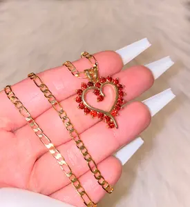 Red Open Heart Necklace