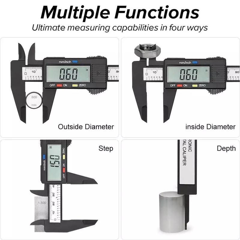6" 150mm Carbin Fiber Electronic Digital Vernier Caliper Micrometer Guage LCD