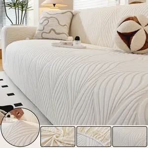 1 Piece Minimalist Leaf Pattern Plush Sofa Cover, Sofa Slipcover - Soft and Comfortable, Machine Washable, Pet Furniture Protector, Suitable for All Seasons, Ideal for Holiday Decoration and Daily Use, Fits 2-Seater/3-Seater Living Room Sofas