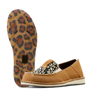 Women's Cruiser Dark Tan Suede/ Cream Cheetah Hair On