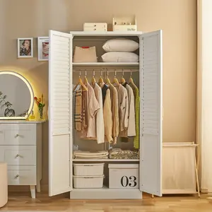 71" Tall Metal Wardrobe Closet with Hanging Rod, Adjustable Shelves – Durable Steel Armoire for Home or Office