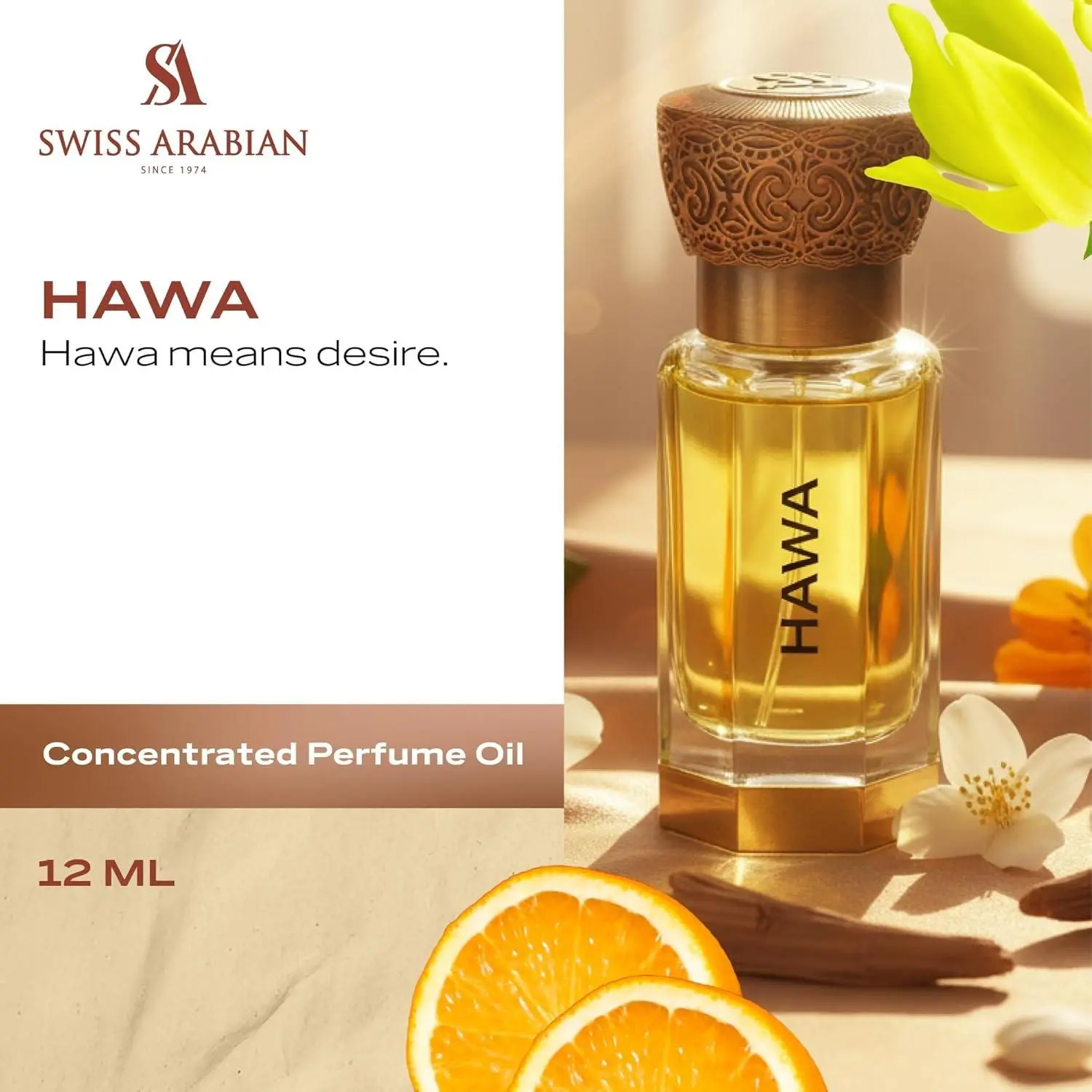 Swiss Arabian Hawa Perfume Oil 12 ml– Alcohol-Free White Floral