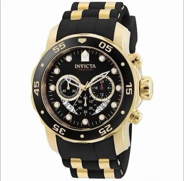 Invicta Mens PRO DIVER SCUBA Chrono Black Dial Elegant Fashion Gold Watch 6981