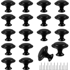 18 Piece Drawer Hardware - Black 30mm Cabinet Knobs & Pulls with Screws for Dressers & Kitchens