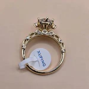 14K Gold Plated Ring with Clear Stone Elegant Design for Women's Jewelry