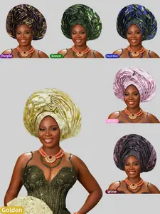 Women's Bohemian Exaggerated Print Headscarf Cap, Bright Color Cloth Wedding Party Scarf, Fashionable Ladies Hair Accessory