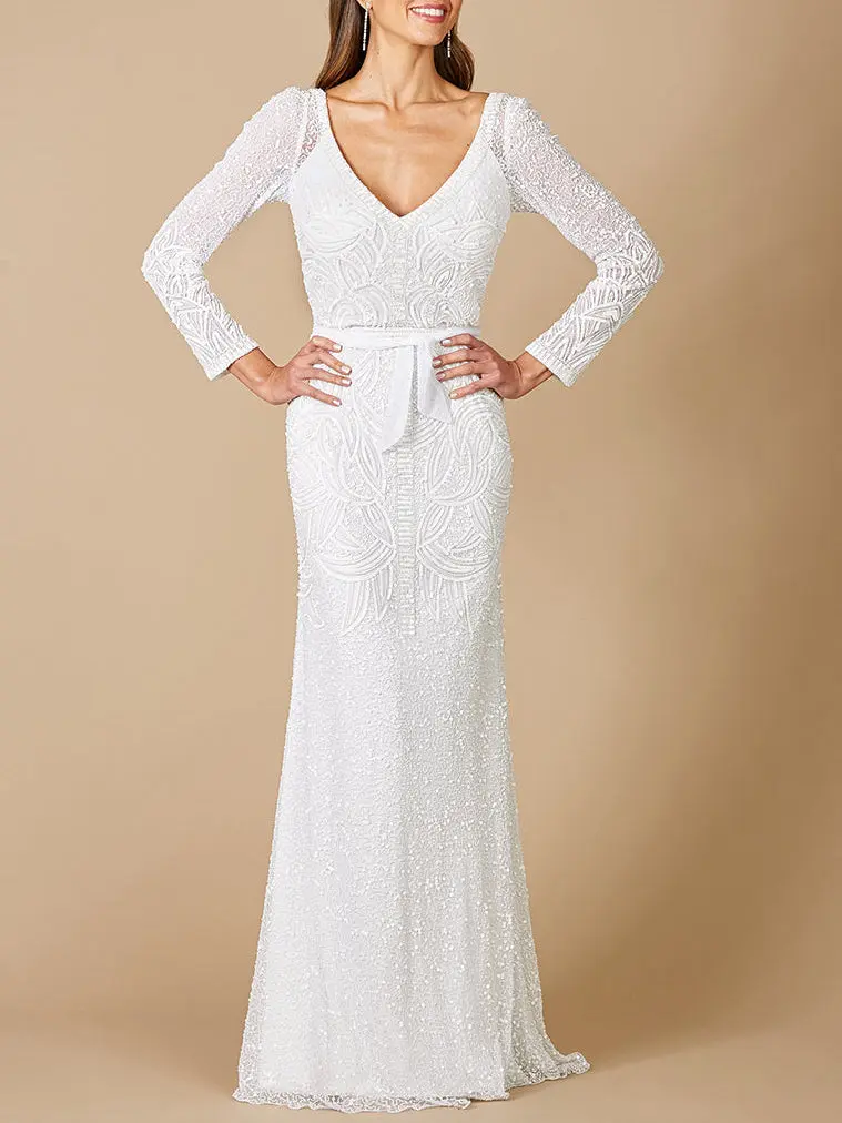Lara Grant Long Sleeve Beaded Wedding Dress