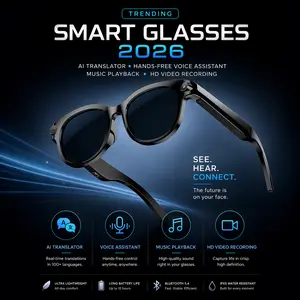 Trending Smart Glasses 2026 – AI Translator, Hands-Free Voice Assistant, Music Playback & HD Video Recording