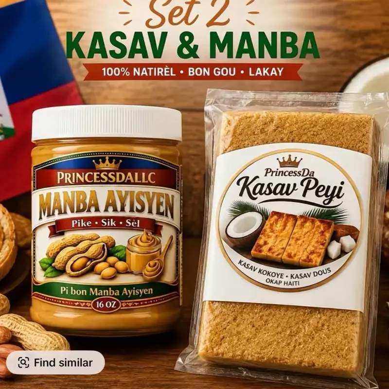Kasav Peyi + Manba Ayisyen Combo | Authentic Haitian Cassava Bread & Peanut Butter