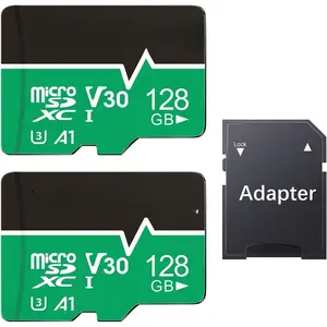 128GB  SD Card 2 Pack with Adapter, High Speed TF Card, Memory Card microSDXC for Camera, Smartphone, Tablet, Dash Cam, Drone, UHS-I, U3, A1, 4K UHD, V30