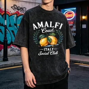 Amalfi Coast Italy Men's Vintage Washed T-Shirt Amalfi Coast Italy Social Club Oversized Graphic Tee Outdoor Casual Short Sleeve
