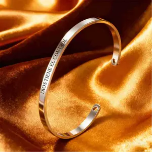 Free Gift with One Minute with God for Men: “Dios Tiene El Control” Open Cuff Bracelet – Inspirational Spanish Quote Jewelry