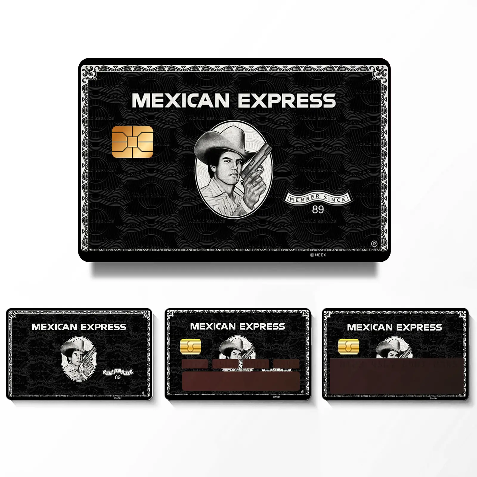 4 Piece Set Mexican Amex Credit Card Skin Stickers, Mexican Decal, No Residue, Waterproof Scratch-Resistant Non-Slip, Personalized Bank Card Protection