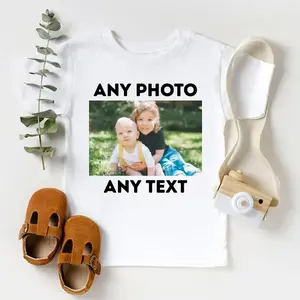 Personalized Kids Photo Toddler T-shirt – Custom Text Kids Babysuit Shirt, Upload Your Own Image, Toddler Boy Clothing, Toddler Girl
