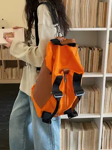 Multifunctional Patchwork Backpack, Large Capacity Lightweight Shoulder Bag, Casual All-Season Travel Essential, Polyester Fiber Material, Lightweight Daily Backpack