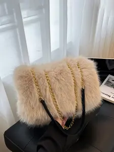 1pc  Fall/Winter 2025 New Arrival Plush Bag Crossbody Chain Bag Stylish, minimalist, and casual solid color Perfect for daily commuting, shopping, and dates Versatile and versatile Essential for women Ideal as a gift