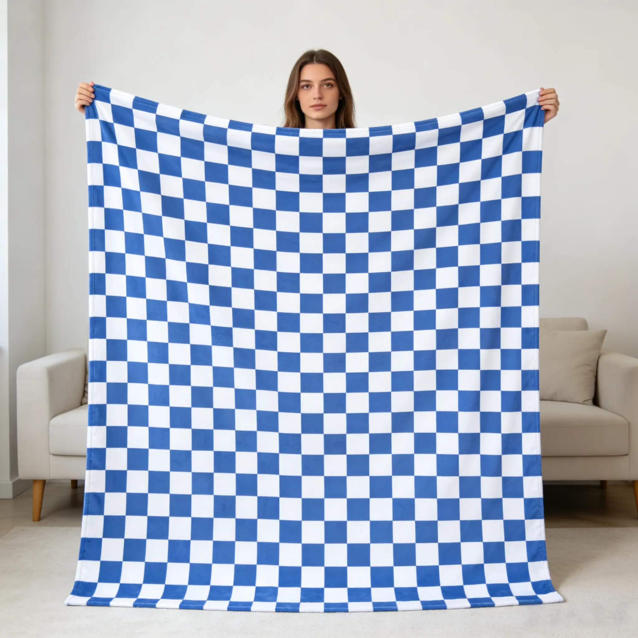 Berkshire Blue Checkered Heritage Flannel Throw, 60x80 in Snuggly Hugable Soft Textile Bedding Accessory, Blue Checkered Throws, Heritage Flannel Throws