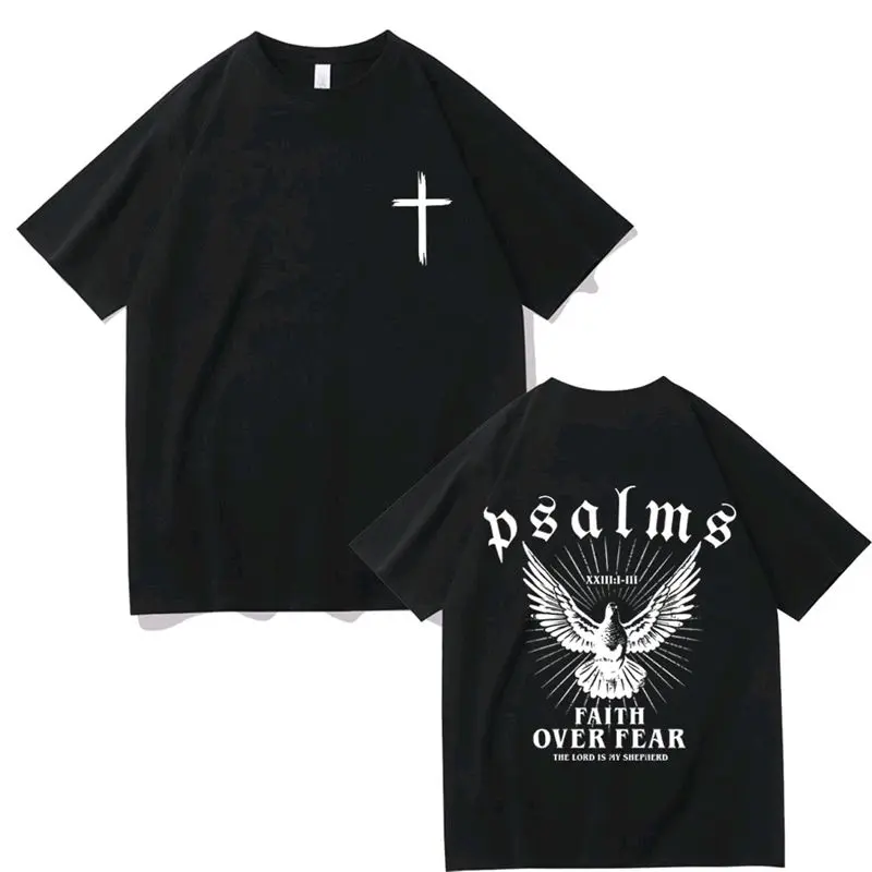 Psalms 23- The Lord is My Shepherd Graphic T-Shirt  Casual Menswear Top Streetwear Shortsleeve  Tshirt
