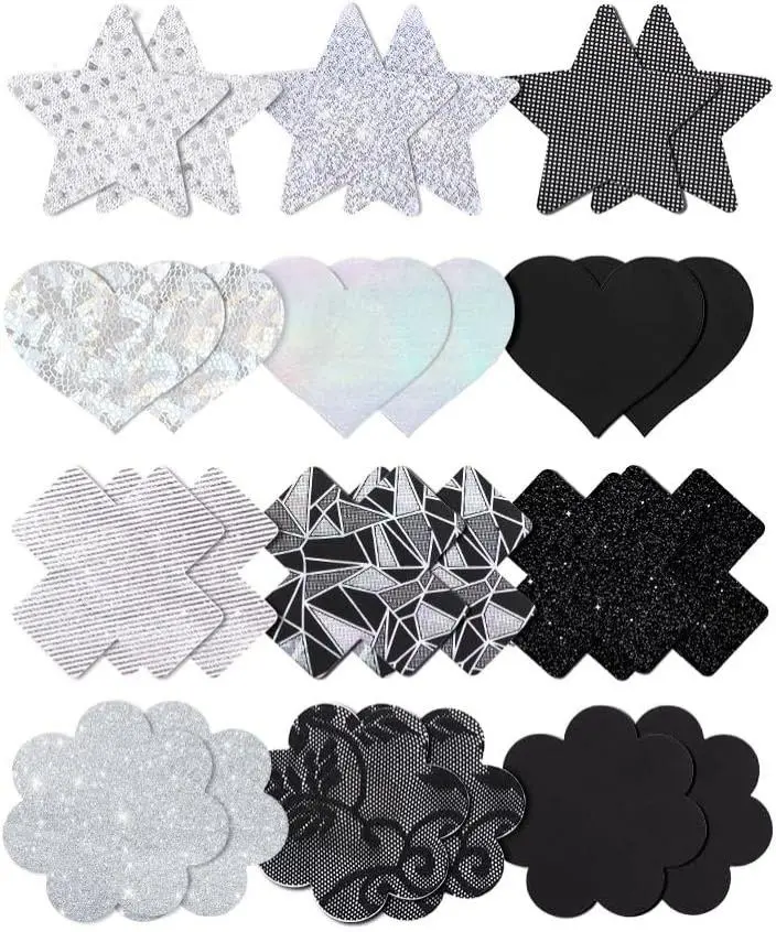 Glitters Pasties Nipple Covers Stickers for Women Rave Party Disposable Sticky Breast Petals