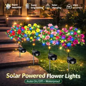 2 Pack Solar Azalea Flower Lights Outdoor – Waterproof & Auto On/Off