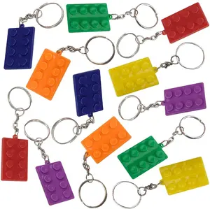 Building Block Keychains, Set of 12, Fun Key Chains for Backpack, Purse, Luggage, or Pocket Book, Birthday Party Favors, Carnival Party Favors for Kids, Great Giveaways