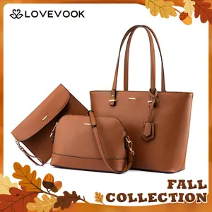 LOVEVOOK Fall 3/4PCS Purses and Handbags for Women，Vegan Leather Tote Purse and Wallet Set Shoulder Satchel Bag for Women