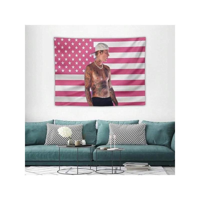 Am-Erican Star Tapestry Justin Star Bieber Flag Tapestry Suitable For College Dormitory Cave Bedroom Living Room Office Party Decoration Fans Gift