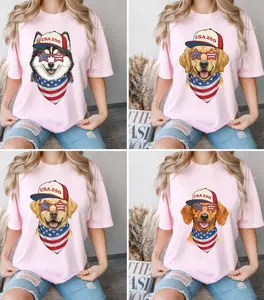 USA 250 Patriot Dog Tshirt Light Pink & Irish Green - (25 Dog) Custom Patriotic Puppy for Dog Lovers