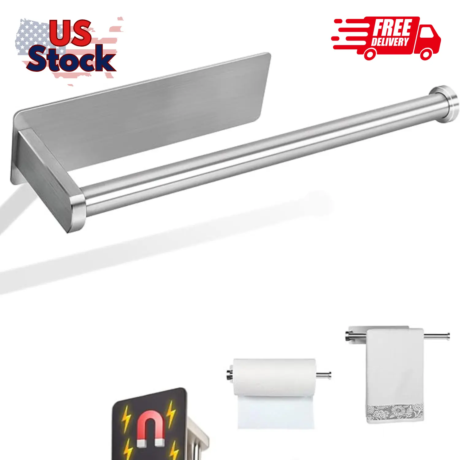 Paper Towel Holders Magnetic Steel Brushed Towel Roll Holders