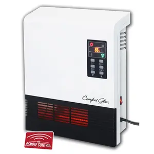 212 MAIN Household Wall-Mounted Quartz Heater, 5200BTU Compact Unit with Aluminum Fan, GFCI Safety Plug, Heat-Safe Cord & Remote Timer, White (QWH2100 CG Model)
